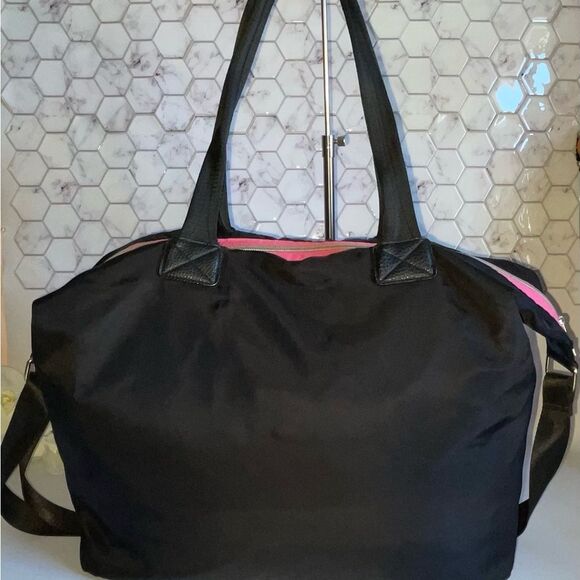 Juicy Couture Black and Pink Quilted Weekender Tote with Sporty Stripes - Picture 3 of 15